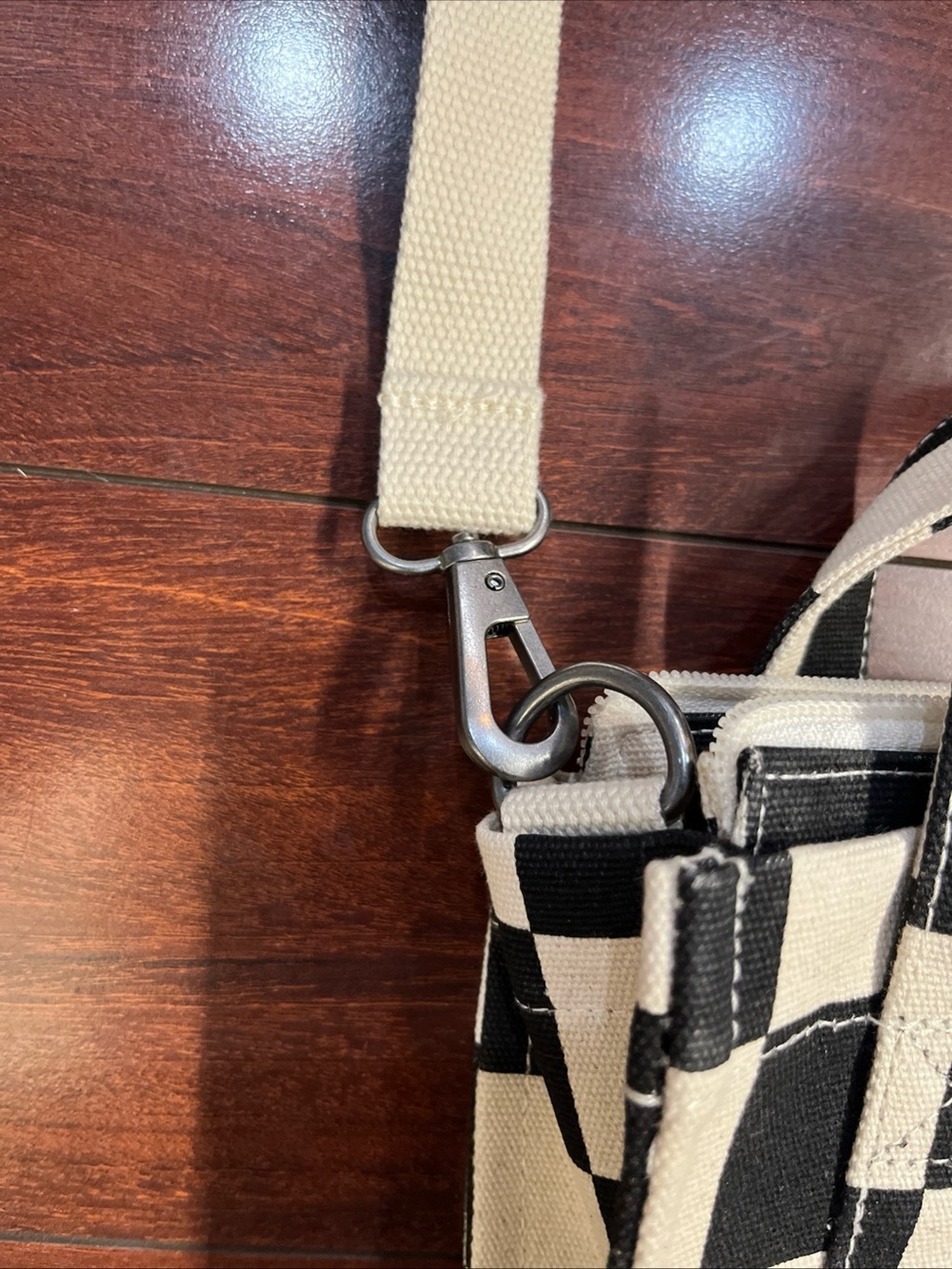 Vans Lil Pergs Tote Bag Small Crossbody Canvas Antique White Checkerboard 8x7x3 - Picture 6 of 16